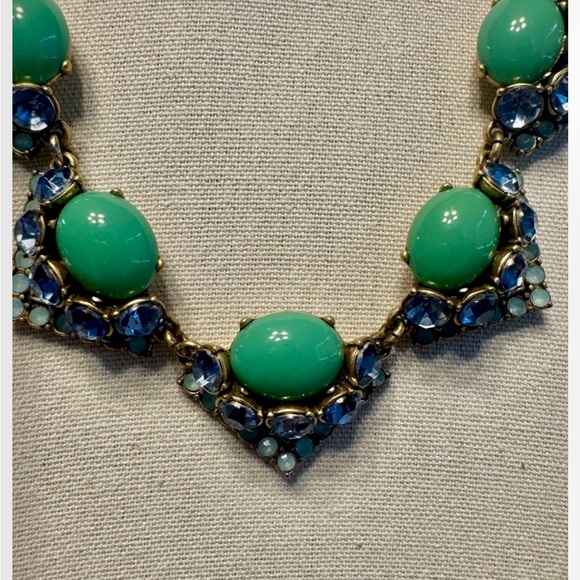 Stella and Dot Statement Blue and Green Crystal Necklace - Picture 2 of 7